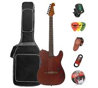 Case Portatile per Chitarra Acustica Silenziosa 6 Corde Classica e Folk, Cinghia, Corde di Acciaio, Tuner (natura)