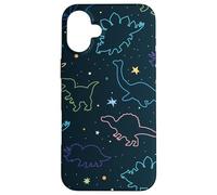 Case Space Dinosaurs Black Cool Estetica Ragazzi Ragazze Regalo Custodia per iPhone 16 Plus