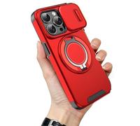 Case with Slide Camera Cover for iPhone 17 Series, Slide Camera Protection Magnetic Stand Phone Case, Built-in 360° Rotating Stand and PrivacyCamera (17 Pro-Max,Red)