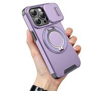 Case with Slide Camera Cover for iPhone 17 Series, Slide Camera Protection Magnetic Stand Phone Case, Built-in 360° Rotating Stand and PrivacyCamera (17-Air,Purple)