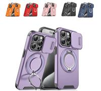 Case with Slide Camera Cover,Shockproof Protective Case for iPhone16/17 Series,Rotatable Ring Kickstand Shockproof Protective (Color3, 17Pro Max)
