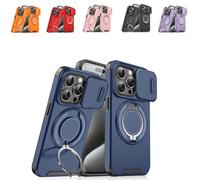 Case with Slide Camera Cover,Shockproof Protective Case for iPhone16/17 Series,Rotatable Ring Kickstand Shockproof Protective (Color2, 16Pro)