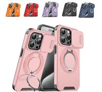 Case with Slide Camera Cover,Shockproof Protective Case for iPhone16/17 Series,Rotatable Ring Kickstand Shockproof Protective (Color4, 17Pro)