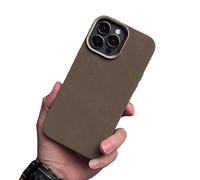 Caseative Jeans in tessuto denim scamosciato felpato compatibile con custodia per iPhone (caffè, iPhone 15 Pro Max)