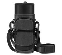 CASEBOT Borsa porta bottiglie d'acqua, borsa sportiva con tracolla regolabile e 2 tasche, per uomo, donna, escursionismo, campeggio, viaggi, Nero, moderno