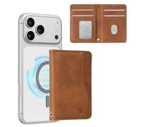 CASEBOT Porta carte magnetico, forte magnetico e blocco RFID, minimalista portatile, per iPhone 17/16/15/14/13/12/Pro/Max/Plus, marrone