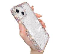 Casechics Compatibile con custodia per iPhone, custodia di lusso con brillantini scintillanti, protezione per l'obiettivo della fotocamera, trasparente, morbida, antiurto (bianco, iPhone 15 Pro Max)