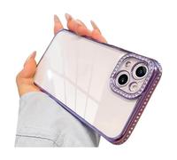 Casechics Compatibile con custodia per iPhone, custodia di lusso con glitter scintillanti, cornice elettrolitica con bordo bordo, protettiva, morbida, antiurto (viola, iPhone 15)