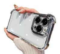 Casechics Compatibile con la custodia per iPhone, con cristalli galvanizzati, protezione angolare, trasparente, morbida, antiurto (bianco, iPhone 14 Pro)