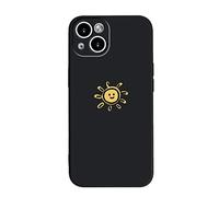Casechics Compatibile con la custodia per iPhone, in silicone carino coppia di cartoni animati abbinati Sun Moon fotocamera lente protettiva morbida antiurto Cover telefono (Blacksun, iPhone 12 Pro)