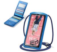 Casecond Uomo Donna Borsa a Tracolla per Mini Cellulare Piccola Borsa per Universale Telefono Portatile Messenger con Slot Carte di Credito per iPhone 15 14 11 Pro Max Samsung Xiaomi Fino a 7.5" Blu