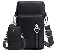 Casecret Borsa a Tracolla da Donna in Nylon Fascia da Braccio Mini Cellulare Piccola Borsa per Universale Telefono Portatile Sport all'aperto per iPhone 14 11 Samsung S23 Ultra Xiaomi Fino a 7.5" Nero