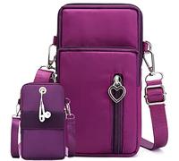 Casecret Borsa a Tracolla da Donna in Nylon Fascia da Braccio Mini Cellulare Piccola Borsa per Universale Telefono Portatile Sport all'aperto per iPhone 14 Samsung S23 Ultra Xiaomi Fino a 7.5" Viola