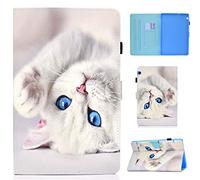 CaseFun Custodia per Huawei MediaPad T5 10 2018 Cover in Pelle PU Protettiva Case con Sonno/Sveglia la Funzione Gatto Bianco