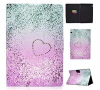 CaseFun Custodia per Huawei MediaPad T5 10 Magnetico Smart Case Cover in Pelle Multi-Angolo conla Tasca, Brillantini Amore