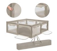LIONELO WILLOW XL Box Pieghevole Per Bambini, 0-48 Mesi, Ampio Spazio 187 Cm x 207 Cm x 68 Cm, Box Per Neonati in Rete Traspirante, 2 Ingressi Laterali con Zip (Beige, 207x187cm)