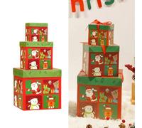 Casella Regalo di Nidificazione Natalizia 3 Pezzi Grandi Scatole Impilabili in Una Scatola di Impilamento di Natale Decorazioni per Imballaggio Regalo per Festa di Avvolgimento Regalo