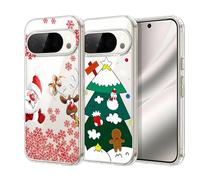 CaseLover 2X Cover compatibile con Google Pixel 9 Pro XL, Custodia Serie Natalizia Ultra Sottile Trasparente Morbida TPU Silicone Case Anticaduta Antiurto Christmas Protettiva Cover, Babbo Natale 2