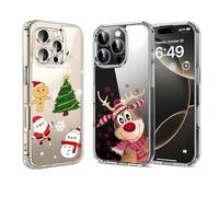 CaseLover 2X Cover compatibile iPhone 16 Pro, Custodia Natalizie Ultra Sottile Trasparente Morbida TPU Silicone Case Anticaduta Antiurto Christmas Protettiva Cover per iPhone 16 Pro, Babbo Natale 1