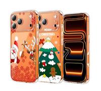 CaseLover 2X Cover compatibile iPhone 17 Pro, Custodia Natalizie Ultra Sottile Trasparente Morbida TPU Silicone Case Anticaduta Antiurto Christmas Protettiva Cover per iPhone 17 Pro, Babbo Natale 2