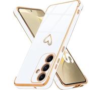 CaseLover Cover per Samsung Galaxy A26 5G Custodia Carina Motivo Cuore Morbido TPU Silicone Case con Protezione Fotocamera Antiurto Dorata Placcatura Protettiva Cover per Samsung Galaxy A26 5G, Bianco