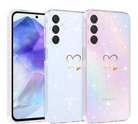 CaseLover Cover per Samsung Galaxy A26 5G, Custodia Crystal Glitter Trasparente TPU Silicone Case con Protezione Fotocamera Motivo Cuore Morbida Antiurto Protettiva Cover per Samsung A26, Clear B