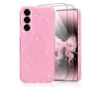 CaseLover Cover per Samsung Galaxy A26 5G, Custodia Glitter Brilla TPU Silicone Morbida Case con 2 Pezzi Pellicola in Vetro Temperato Antiurto Scintillante Protettiva Cover per Samsung A26, Rosa
