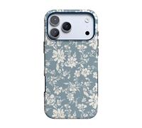 Casely Custodia per iPhone 17 Pro, tè pomeridiano, motivo floreale blu, design protettivo audace, compatibile con MagSafe