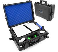 CASEMATIX Custodia da viaggio compatibile con unità disco PlayStation 5 e PS5, custodia rigida impermeabile con schiuma personalizzata per console, controller, supporto, cuffie, giochi e accessori PS5