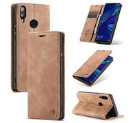 CaseMe Cover per Huawei P smart 2019, Magnetica Cover a Libro con Slot per Schede, Custodia in PU Pelle Portafoglio per Huawei P smart 2019, Marrone