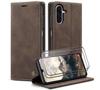 Caseme Cover per Samsung Galaxy A26 5G con [2 Pezzi Vetro Temperato],Flip Custodia Pelle PU Libro Portafoglio con [Slot Cart] [Supporto Stand] [Magnetica], Marrone Scuro