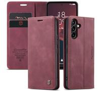 Caseme Cover per Samsung Galaxy A35 5G con [2 Pezzi Vetro Temperato],Flip Custodia Pelle PU Libro Portafoglio con [Slot Cart] [Supporto Stand] [Magnetica], Rosso