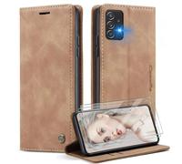 Caseme Cover per Samsung Galaxy A53 5G con [2 Pezzi Vetro Temperato],Flip Custodia Pelle PU Libro Portafoglio con [Slot Cart] [Supporto Stand] [Magnetica], Marrone