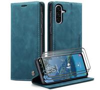 Caseme Cover per Samsung Galaxy A56 5G con [2 Pezzi Vetro Temperato],Flip Custodia Pelle PU Libro Portafoglio con [Slot Cart] [Supporto Stand] [Magnetica],Blu