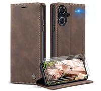 Caseme Cover per Xiaomi Redmi Note 13 Pro+ 5G con [2 Pezzi Vetro Temperato],Flip Custodia Pelle PU Libro Portafoglio con [Slot Cart] [Supporto Stand] [Magnetica], Marrone Scuro
