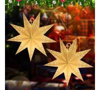 Casenly 2PCS Lanterna di Carta Bianca a 9 Punte a Forma, Paralume a forma di stella, decorazione natalizia, Stella Glitterata a 9 Punte di Cartaper feste di compleanno,matrimoni, 45 * 45 cm