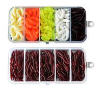 Casenly 350 Pezzi Esca Artificiale Vermi Pesce, Galleggianti da Pesca Vermi Esca, Vermi di Plastica Morbida Pesca con Scatola, Esca Morbida Shad, Morbida Simulazione Vermi per Pesca Persico, Trota