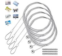 Casenly Filo per Appendere Foto, 4 Pezzi Filo per Foto con 48 Magneti Cavo per Appendere Foto in Acciaio 2 m x 1,5 mm Foto Corda Cordino Regolabile per Appendere Lampade Foto Cartolina