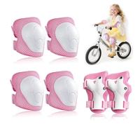 Casenly Set di Protezioni per Pattini, 6 in 1 Protezioni Pattini Bambina, Ginocchiere per Bambini Regolabili con Ginocchiere e Gomitiere Protezione Pattini per Scooter Skateboard Sci Ciclismo,3~7anni