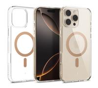 Caseology Capella Mag per iPhone 16 Pro Cover [Ultra Clear] Custodia di protezione militare con motivi di presa laterale per iPhone 16 Pro - Clear Sephia Gold