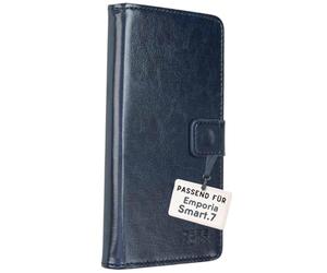 caseroxx Bookstyle-Case per Emporia SMART.ME7 / 7lite / 7mini, azzurro | Custodia a libro apribile con scomparti interni e protezione completa per l'uso quotidiano, in finta pelle
