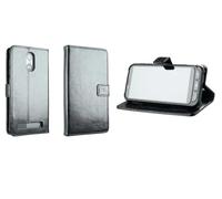 caseroxx Bookstyle-Case per SPC Zeus 4G / Zeus 4G Pro, Cover, ecopelle, nero, slot per carte di credito e chiusura magnetica