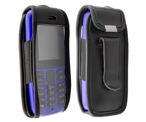 caseroxx Borsa in pelle con clip da cintura per Nokia 105 (2019) 4th Edition, Funda carcasa vera pelle (con finestra trasparente) in nero