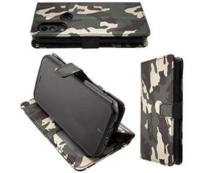 caseroxx Custodia libro per Cat S62 / S62 Pro, in finta pelle camuffare, con chiusura magnetica e supporto interno