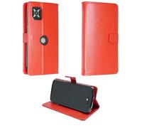 caseroxx Custodia libro per Crosscall Core-M6, in finta pelle rosso, con chiusura magnetica e supporto interno