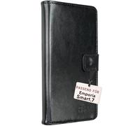 caseroxx Custodia libro per Emporia SMART.ME7 / 7lite / 7mini, in finta pelle nero, con chiusura magnetica e supporto interno