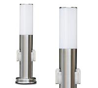 Caserta Lampada da Esterno Con 2 Prese - Moderna Con Base in Acciaio Inox, Luce da Sentiero 45 cm, da Giardino, E27, Illuminazione IP44, Senza Lampadina