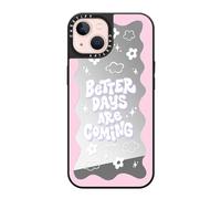 CASETiFY Custodia a specchio per iPhone 13, riflettente, protezione da cadute da 1,5 m, compatibile con Magsafe, "Better Days are Coming", argento su nero