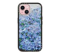 CASETiFY Custodia compatta per iPhone 15, sottile ed elegante, compatibile con ricarica wireless, 1,2 m, 2 protezioni contro le cadute di grado militare, ortensie blu Nantucket, nero trasparente