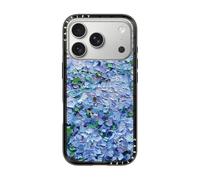 CASETiFY Custodia compatta per iPhone 17 Pro, sottile ed elegante, compatibile con ricarica wireless, 1,2 m, 2 protezioni contro le cadute di grado militare, ortensie blu Nantucket, nero trasparente